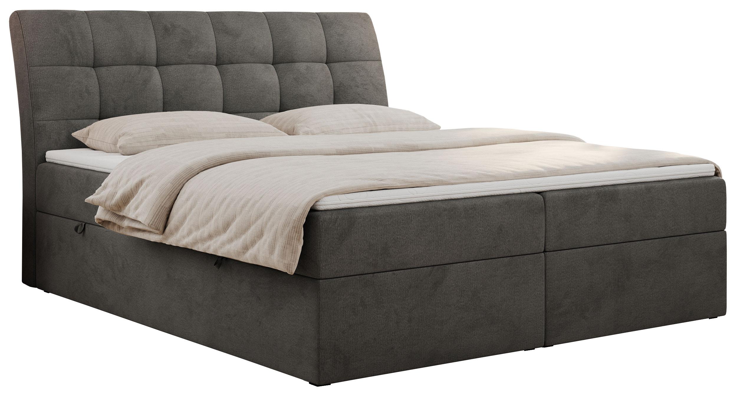 BOXBETT DIEGOS 160/200 Dunkelgrau Velvet - H3 - Dunkelgrau, Holz/Textil (160/200cm) - MKS