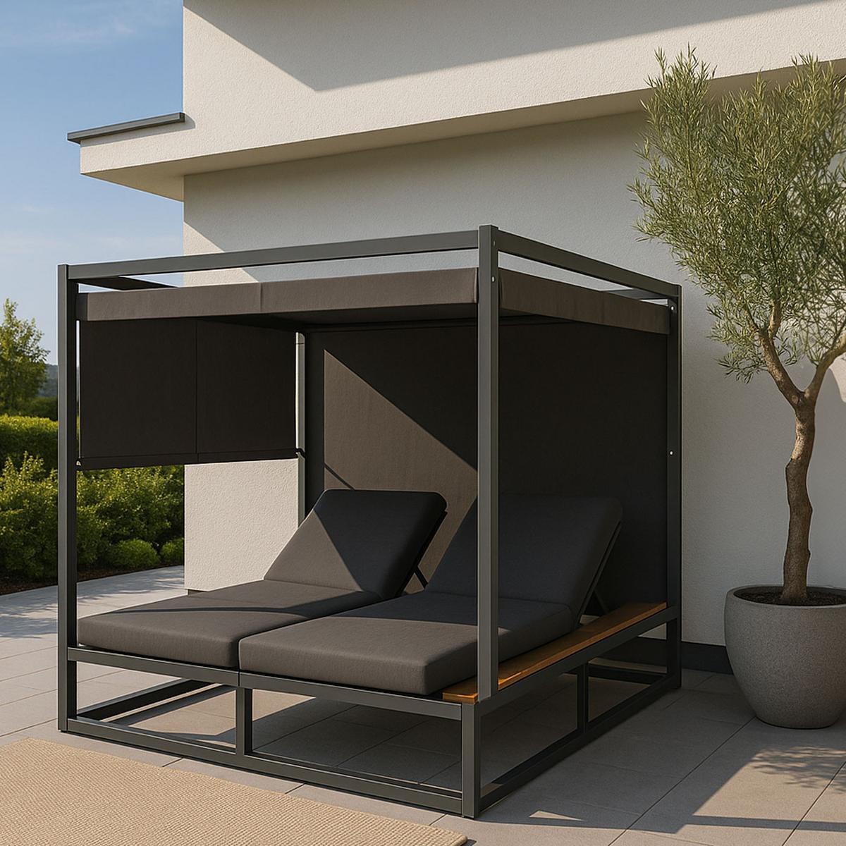 LOUNGE-GARTENLIEGE Anthrazit - Anthrazit, Textil (200/200/200cm) - MCW