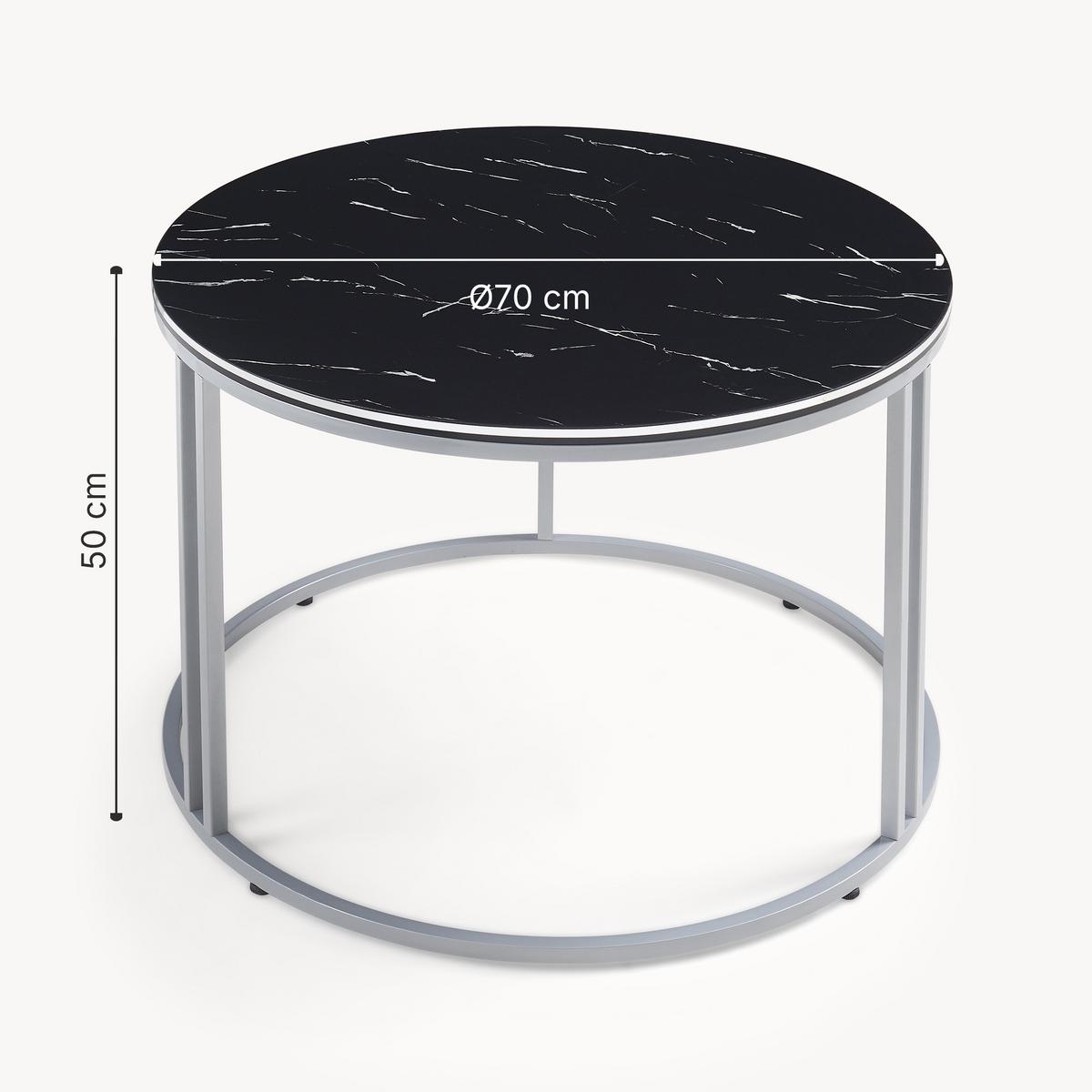 COUCHTISCH Aulum 70/70/50 - Silberfarben/Schwarz, Holzwerkstoff/Metall (70/70/50cm) - [en.casa]