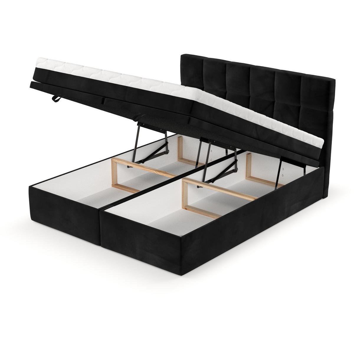 BOXBETT Elano 160/200 cm Schwarz im Kronos Stoff - Schwarz, Holz/Holzwerkstoff (160/200cm) - AltaBeds