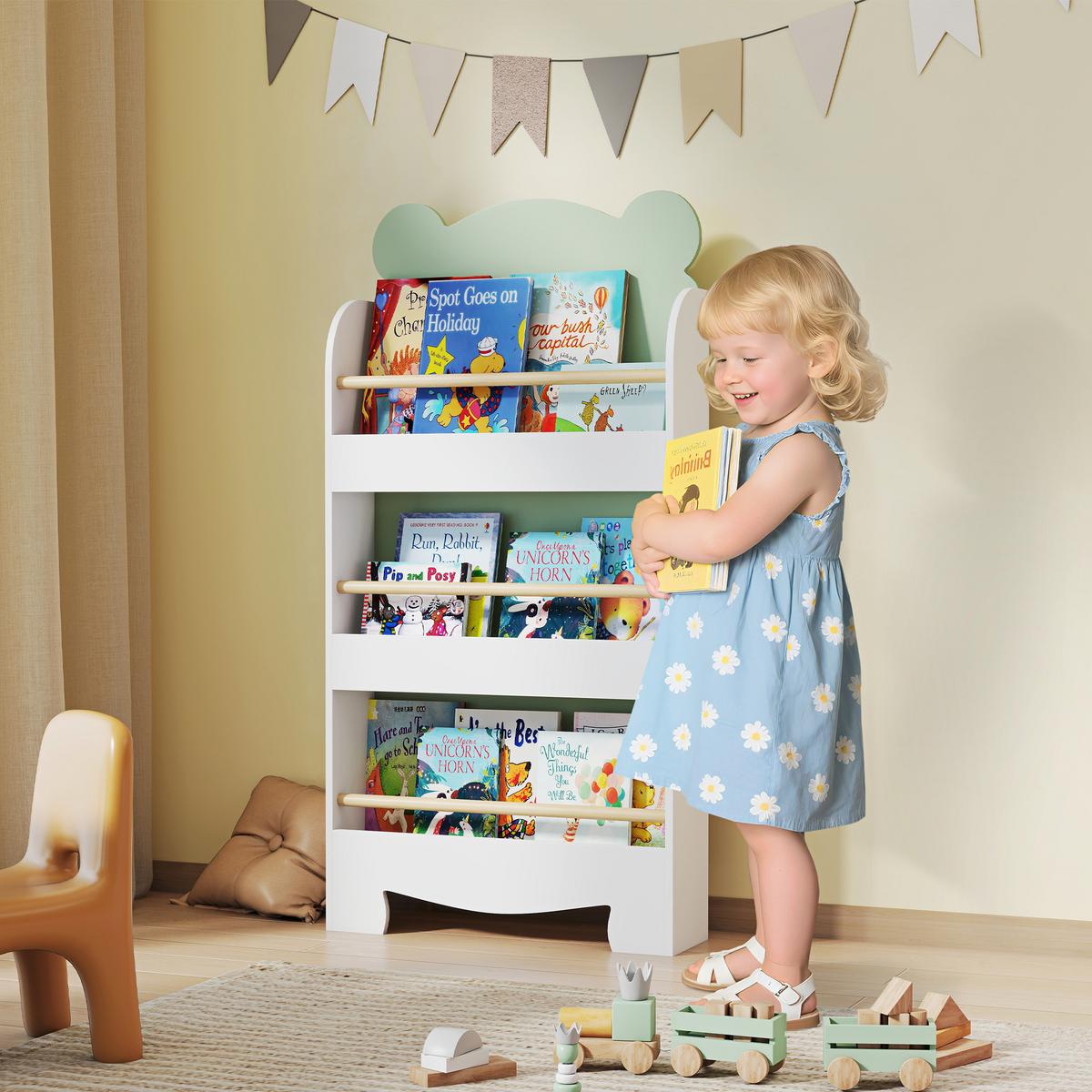 KINDER-BÜCHERREGAL MDF Grün - Grün, Holzwerkstoff (15/110/55cm) - AIYAPLAY