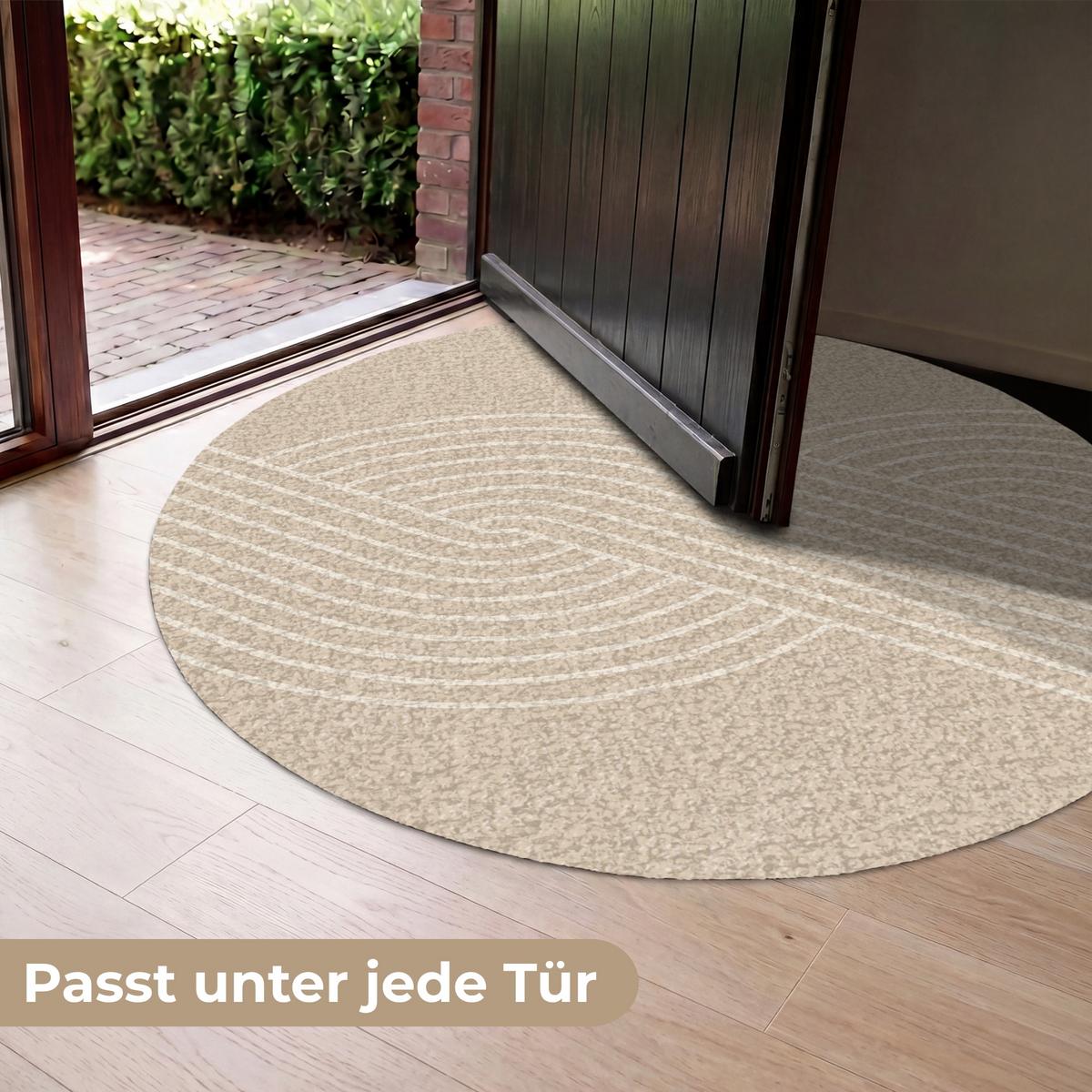 FUSSMATTE Parallele Linien - Leichte Textur - Beige Türmatte 120x120 cm - Beige, Kunststoff (120/0.4cm) - MuchoWow