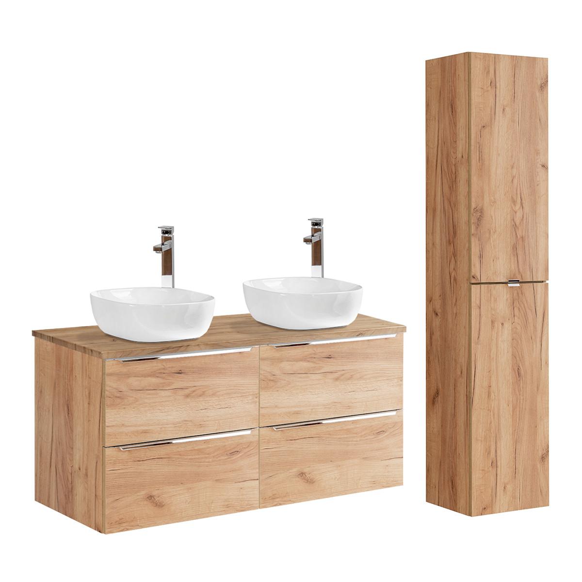 BADMÖBEL 120.4cm April 2er-Set Holz - Braun, Holzwerkstoff (120.4/59/46cm) - Petits-meubles