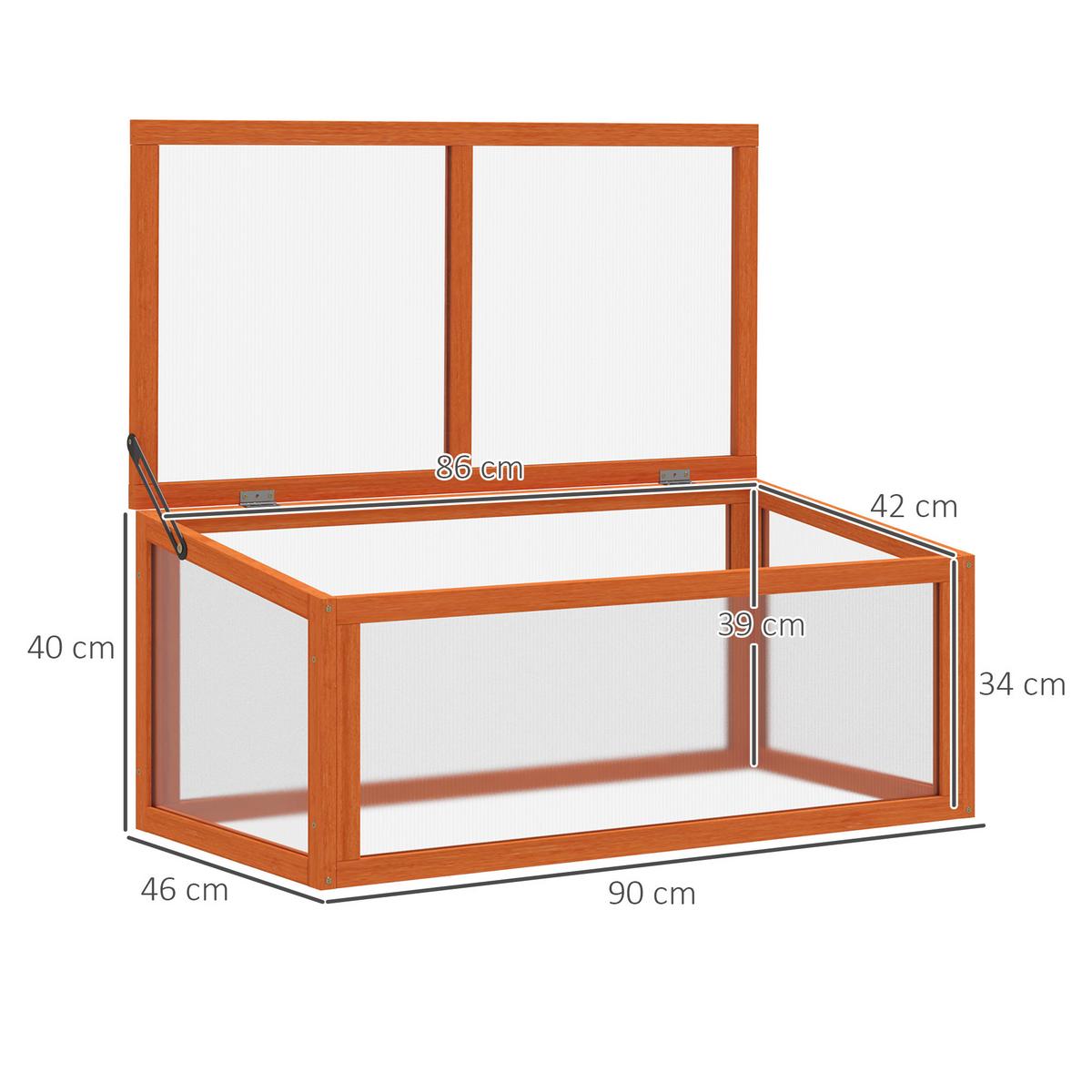 GEWÄCHSHAUS Pflanzenbeet mit Abdeckung, Tannenholz, Polycarbonat, Orange - Orange, Holz (46/40/90cm) - Outsunny