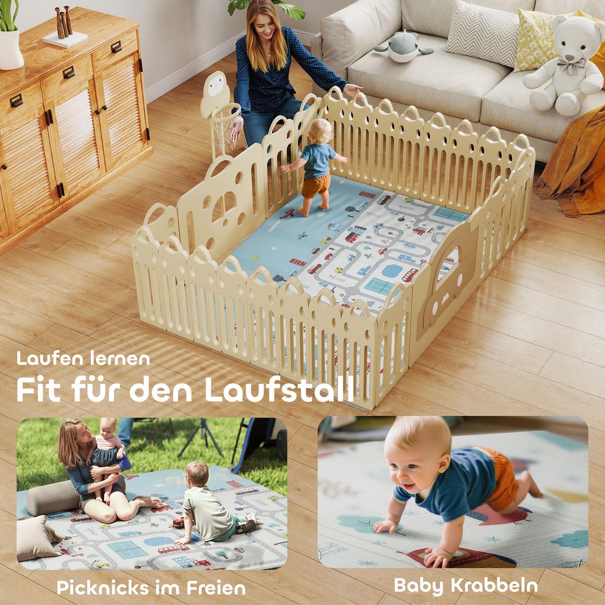 SPIELMATTE aus XPE PE Mehrfarbig - Blau/Multicolor, Kunststoff (150/200cm) - AIYAPLAY