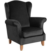 OHRENSESSEL Katria Bezug Samtvelours Buche natur / schwarz - Schwarz, Kunststoff (88/108/84cm) - 58aufmkessel