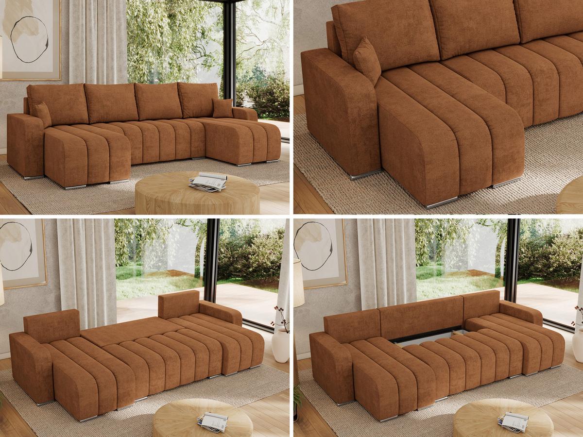 WOHNLANDSCHAFT KIRASSO U Orange Struktur - Orange/Grau, Textil/Metall (320/86/147cm) - MKS