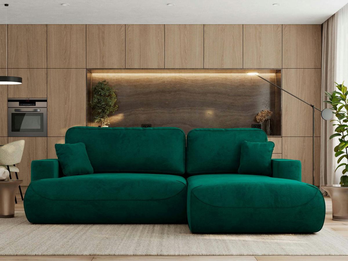 ECKSOFA OVO L Dunkelgrün Velvet - Rechts Seite - Dunkelgrün/Schwarz, Kunststoff/Textil (195/271cm) - MKS