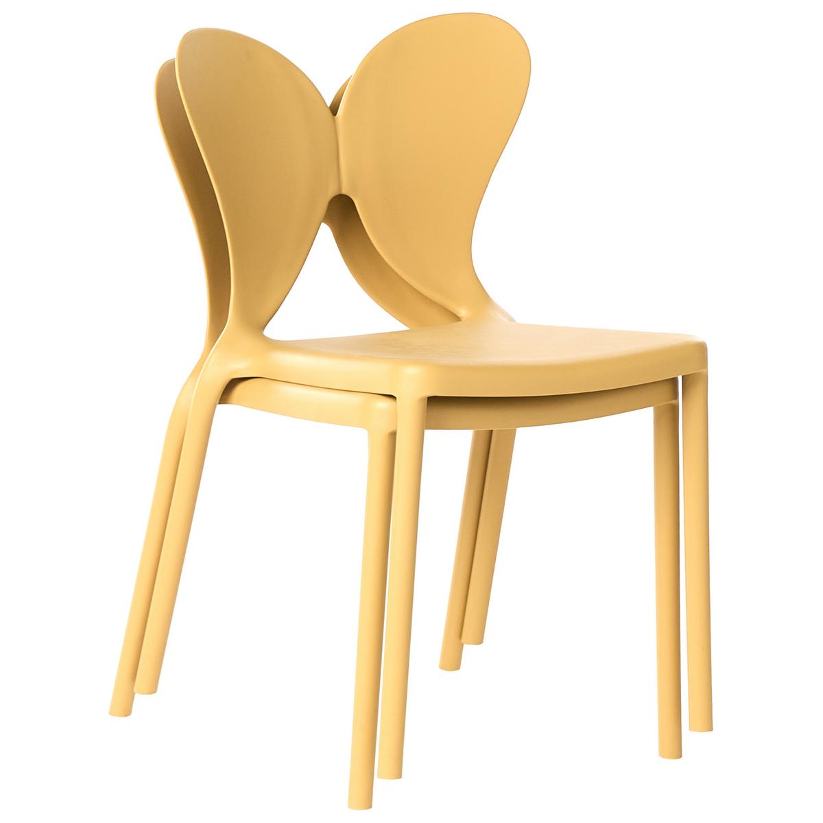 GARTENSTUHL 2er-Set stapelbar Gelb Larissa - Gelb, Kunststoff (50/78/48cm) - Beliani