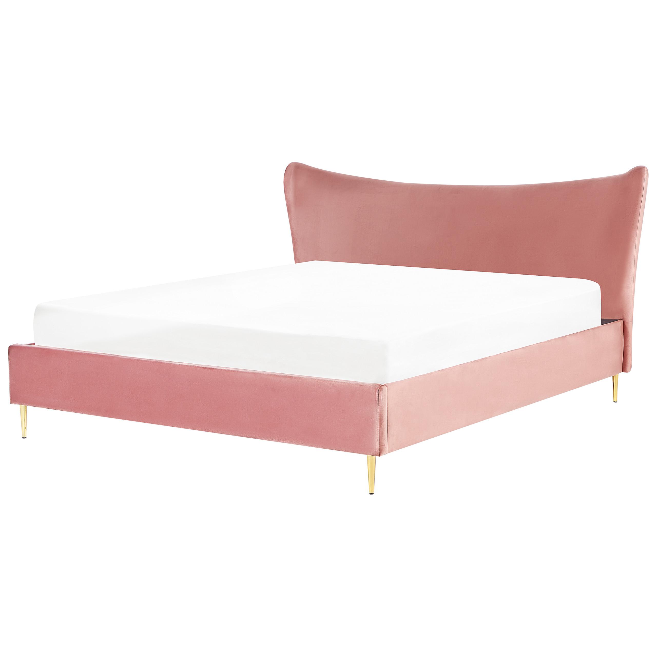 POLSTERBETT 180/200cm Pfirsichrosa Chaleix - Pink, Textil (180/200cm) - Beliani