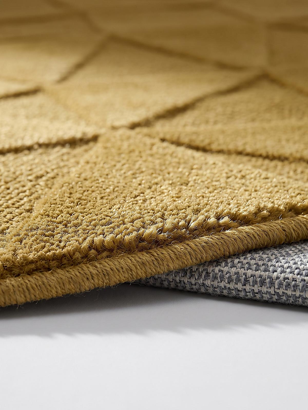 TEPPICH aus Wolle, handgetuftet, DEBEN, in Ocker, Splitterformen, Ø 160 cm - Gelb, Textil (160/160cm) - KADIMA DESIGN