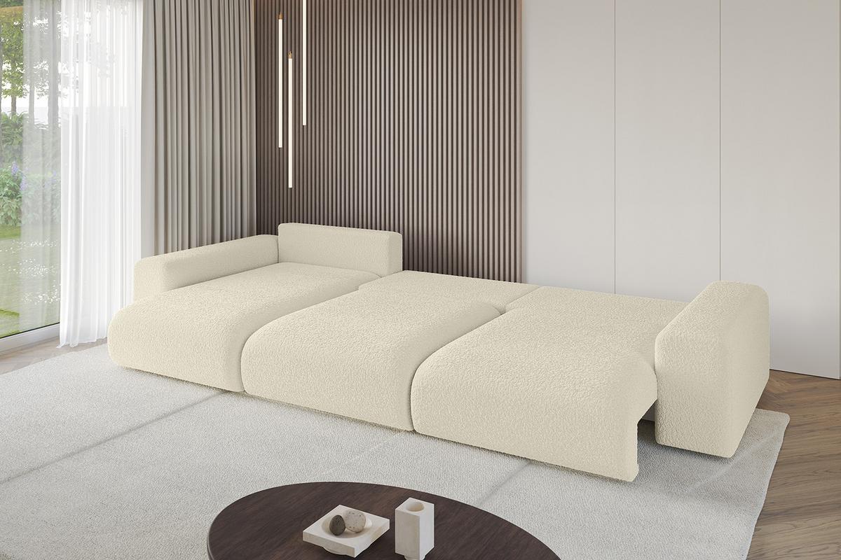 ECKSOFA Ottomane links ESKAR-L2 364x176x72 Creme Bouclé - Creme/Haselnussfarben, Holzwerkstoff/Kunststoff (364/176cm) - ALTDECOR