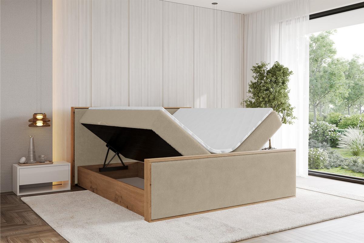 BOXBETT LOLLI9 -Z 120x200 - H3 Creme - Champagner, Holzwerkstoff (120/200cm) - ALTDECOR
