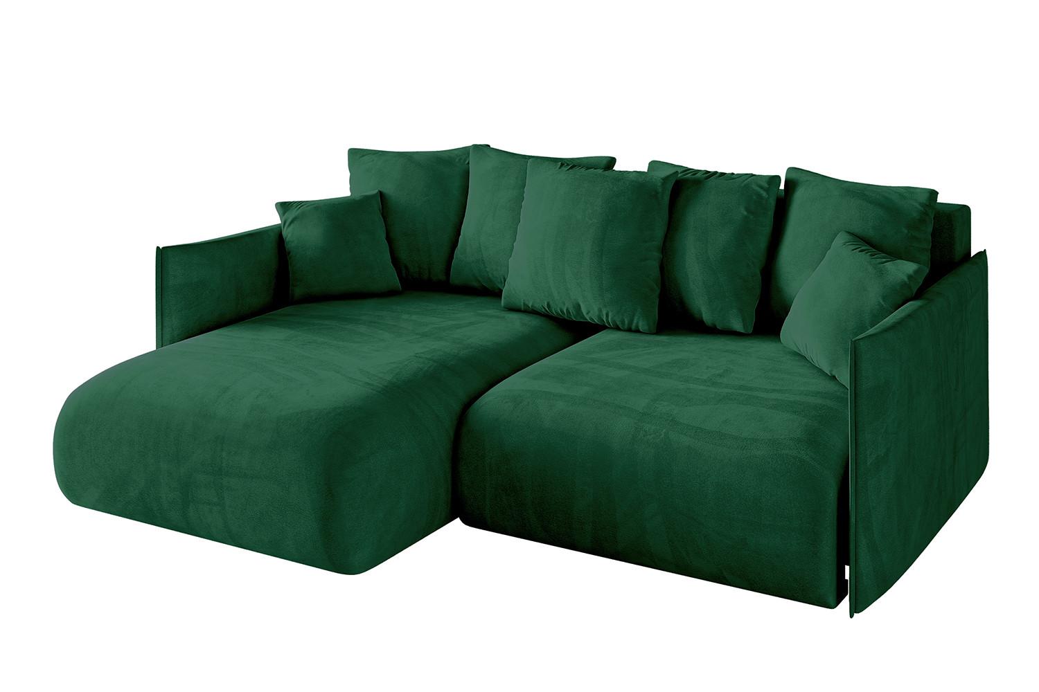 ECKSOFA Ottomane links ONESK-L 216x177x72 Grün Velours - Grün, Holzwerkstoff/Kunststoff (216/177cm) - ALTDECOR