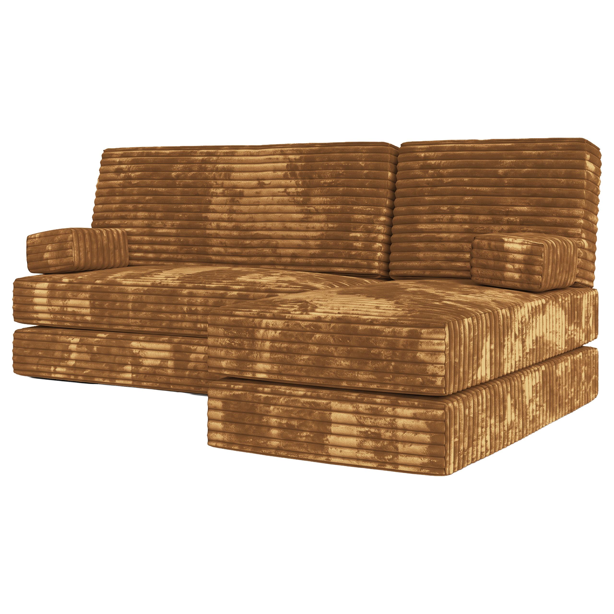ECKSOFA NOTIA modulares Boneless Sofa mit Schlaffunktion Orange Cordstoff - Orange, Textil (200/120cm) - MASSENO