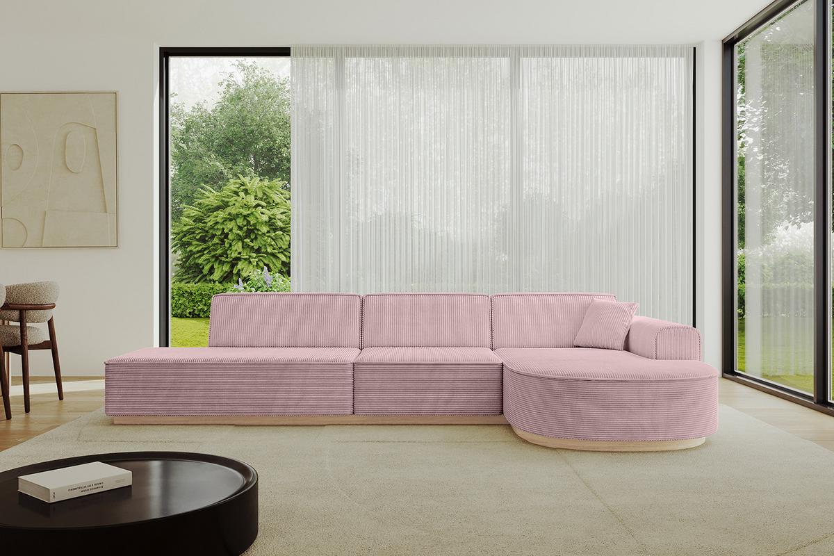 ECKSOFA Ottomane Rechts ARRIO-L2 - 328x171x83 cm Rosa - Rosa, Holzwerkstoff/Textil (328/171cm) - ALTDECOR