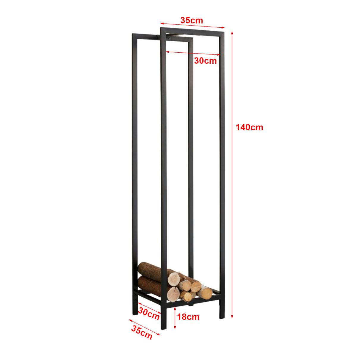 KAMINHOLZREGAL Taarbæk - Schwarz, Metall (35/140/35cm) - [en.casa]