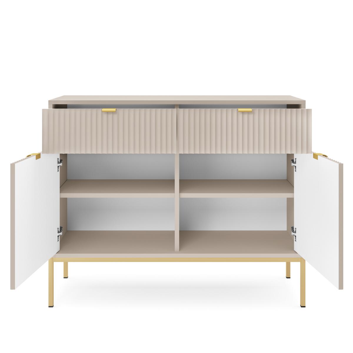 SIDEBOARD STELLARE 104/83/39cm mit 2 Schubladen 2 Türen Kaschmir - Kaschmir/Goldfarben, Holzwerkstoff (104/83/39cm) - MASSENO