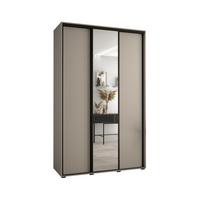 SCHWEBETÜRENSCHRANK 235,2/150/60 3-türig - Kaschmir/Schwarz, Holz/Metall (150/235.2/60cm) - MÖBEL KRYSPOL