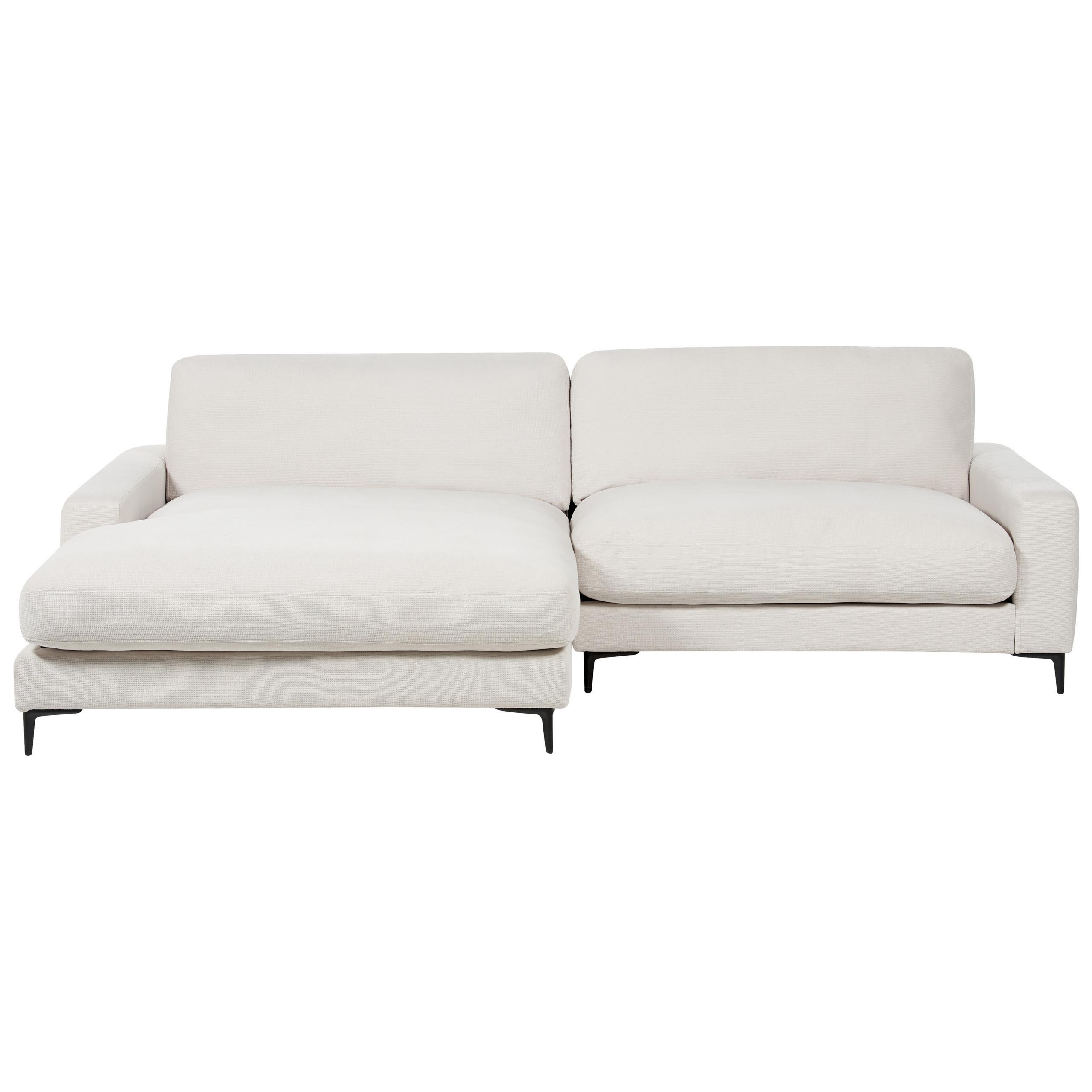3-SITZER-ECKSOFA cremeweiß linksseitig Maloy - Schwarz/Weiß, Textil (272/189cm) - Beliani