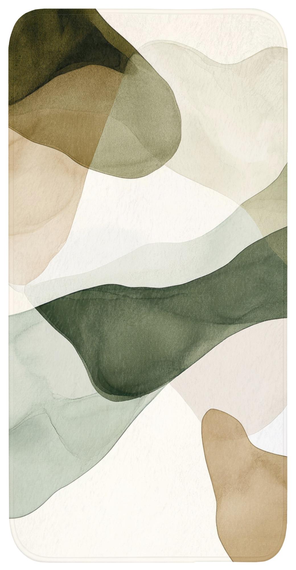 BADEMATTE Japandi - Abstrakt - Grün Badteppich 60x120 cm - Grün, Textil (60/120cm) - OnlyWow