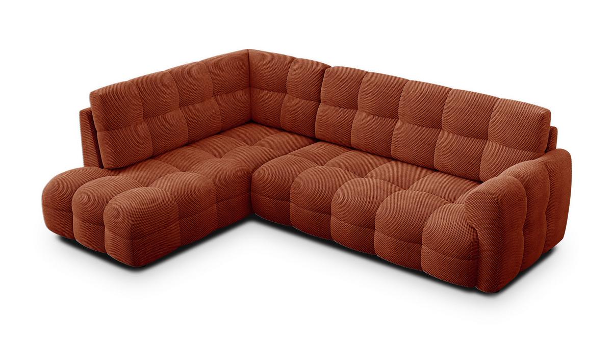 ECKSOFA MELLOW 5-Sitzer, dunkelorange - Dunkelorange/Schwarz, Holz/Textil (283/191cm) - Wozimo