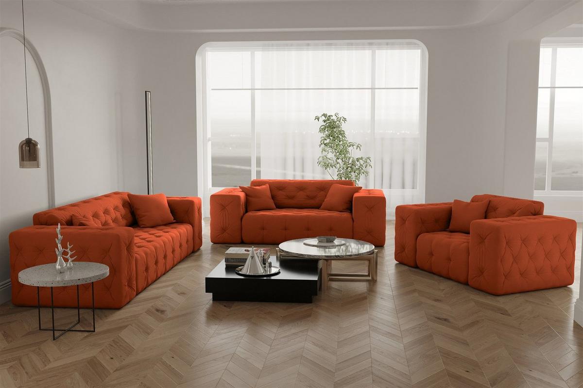 ECKSOFA Chantal - Orange, Holzwerkstoff/Textil (246/246cm) - Fun Möbel