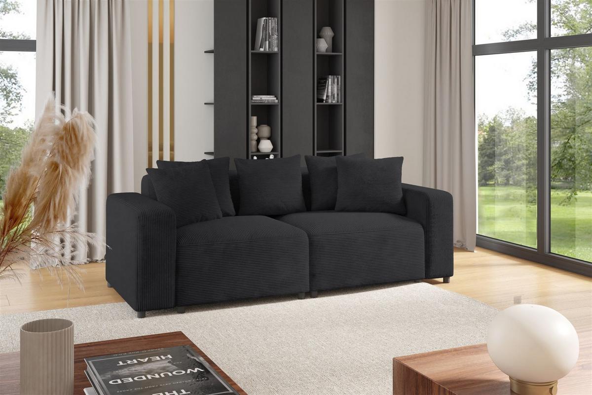 SOFA Megan 2-sitzer In Poso - Anthrazit, Holzwerkstoff/Textil (236/75/98cm) - Fun Möbel