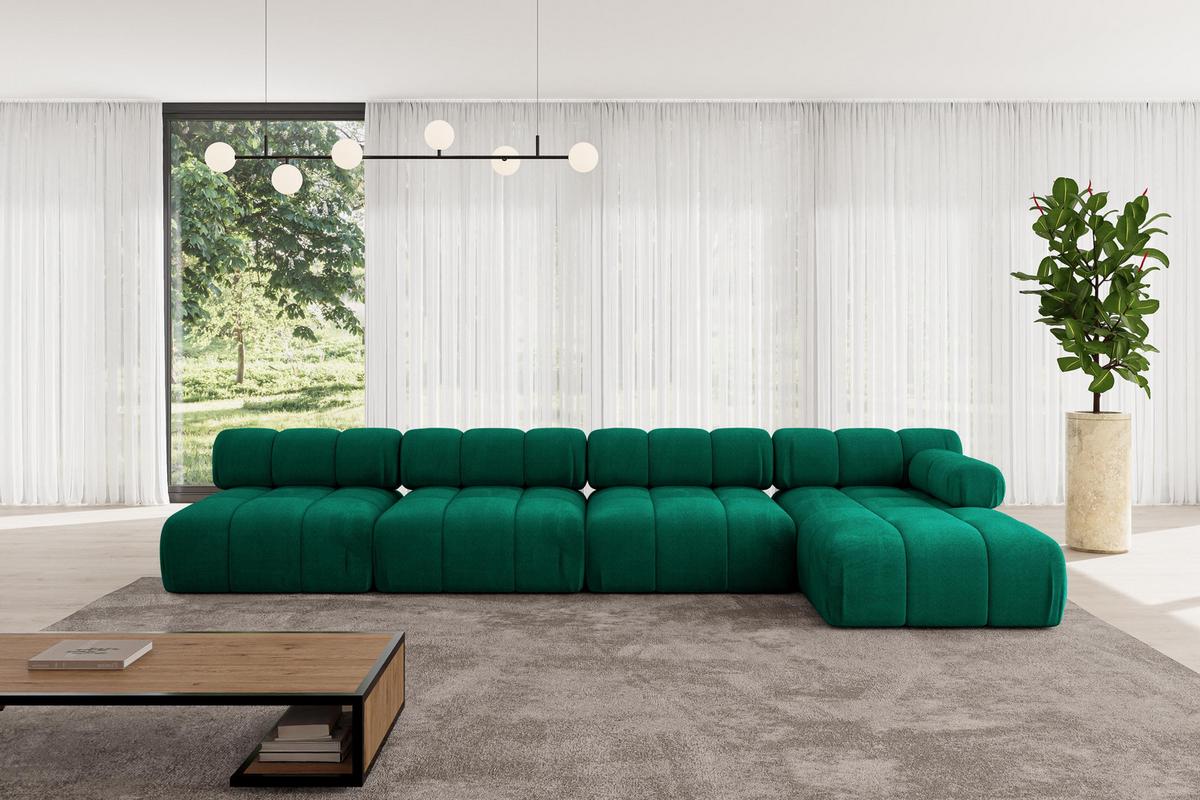 ECKSOFA modulares Sofa Razon-L3 - 380x160x70 cm Dunkelgrün Velours - Dunkelgrün, Holzwerkstoff/Textil (380/160cm) - ALTDECOR