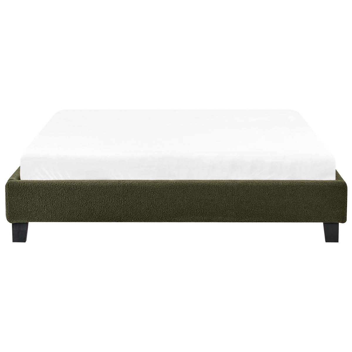 BETT 140/200 cm Dunkelgrün Roanne - Dunkelgrün/Braun, Textil (140/200cm) - Beliani
