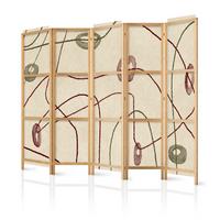 PARAVENT Japanischer 5-tlg 225x172 cm Retro Abstraktion - Beige, Holz/Textil (225/172/3cm) - Muralo