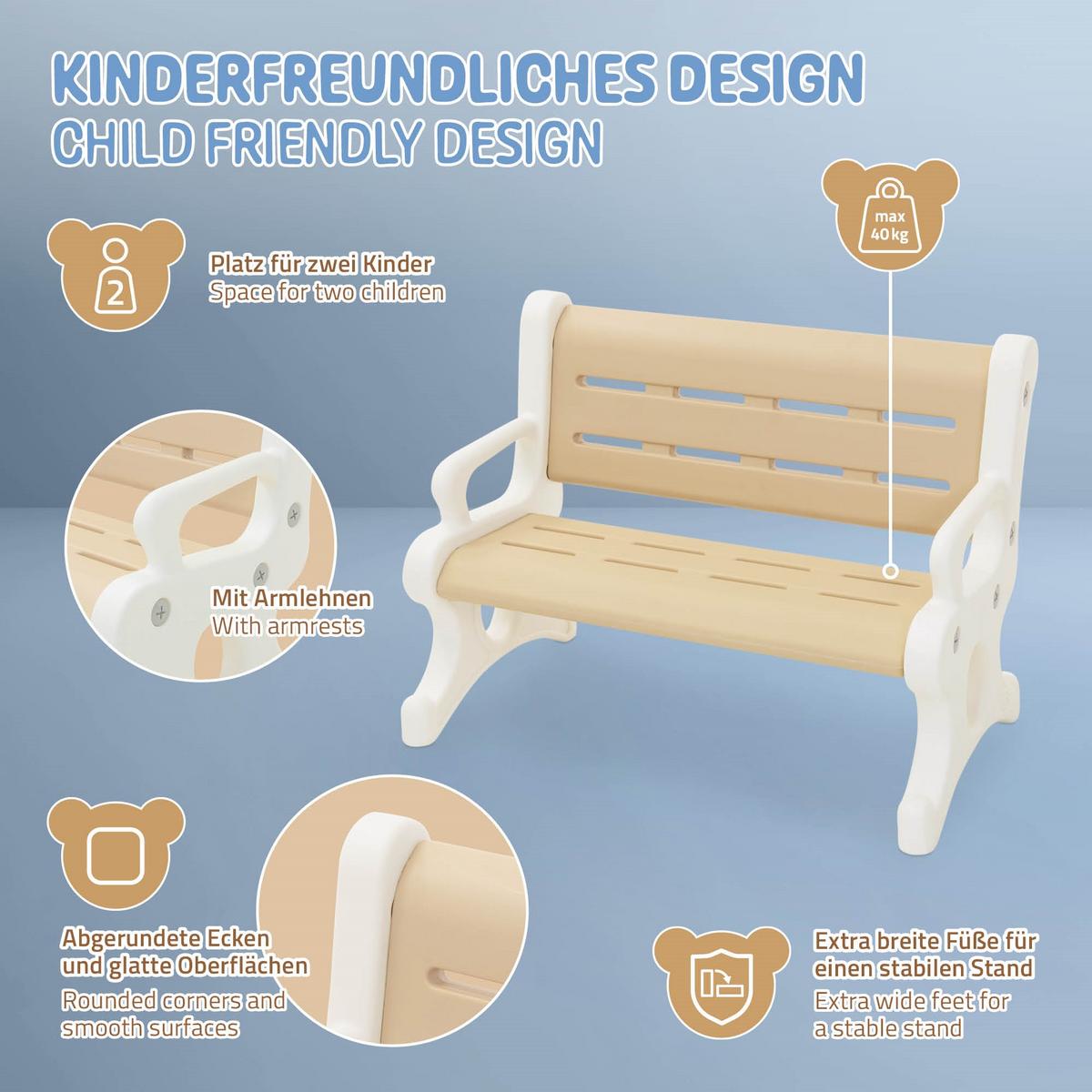 KINDERSITZBANK aus Kunststoff Braun-Weiß 81,5x59,5x48 cm - Braun/Weiß, Kunststoff (81.5/59.5/48cm) - Joyz
