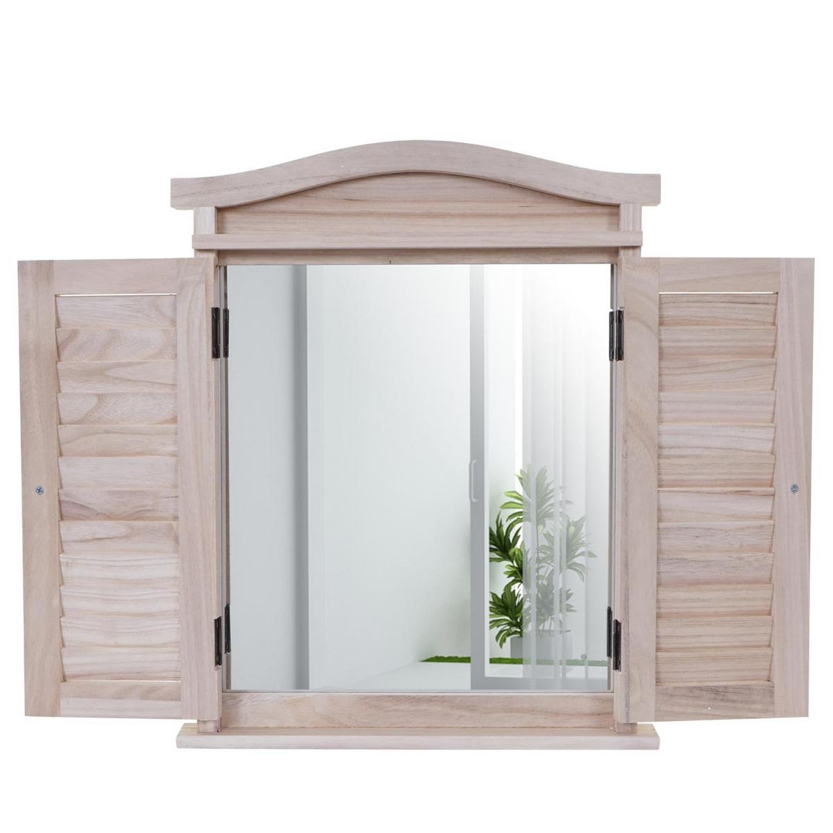 WANDSPIEGEL MIT FENSTERLÄDEN Braun - Braun, Holz (42/53/5cm) - MCW