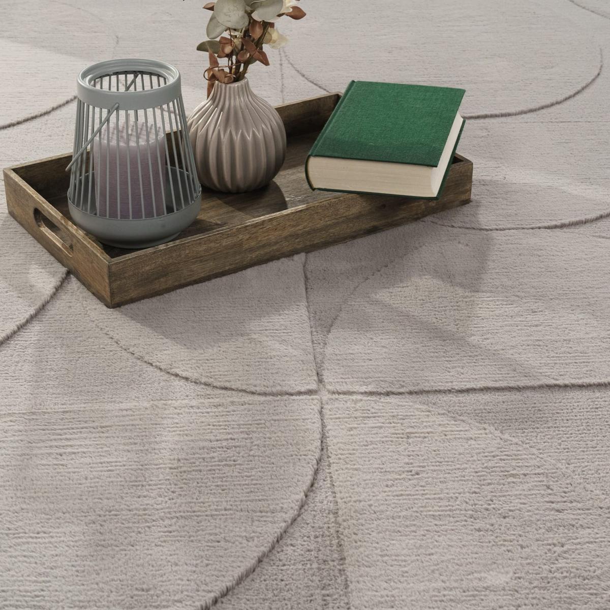 KURZFLORTEPPICH, mit Struktur, aus Polyester, Florhöhe 10 mm, Grau, 120 x 160 cm - Grau, Textil (120/160cm) - KADIMA DESIGN