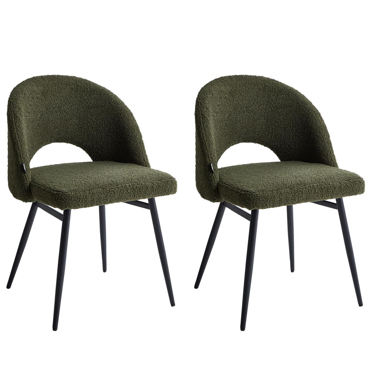 ESSZIMMERSTUHL 2er-Set Dunkelgrün Onaga - Dunkelgrün/Schwarz, Textil (52/77/56cm) - Beliani