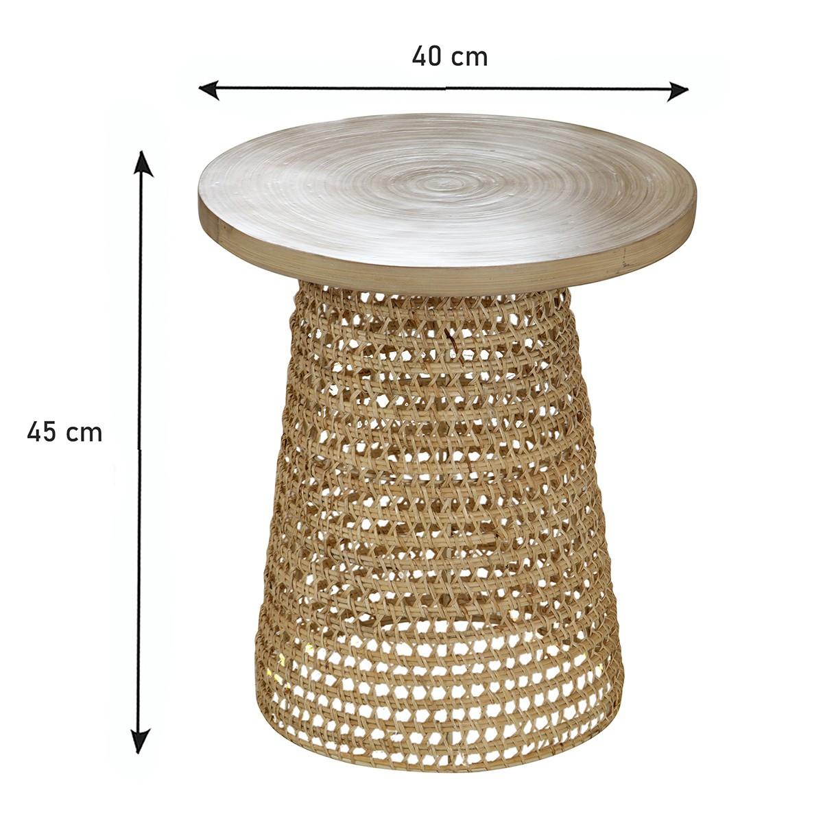 BEISTELLTISCH mit Bambusplatte - 40/40/45 cm - Eschefarben, Textil (48/48/45cm) - Calicosy