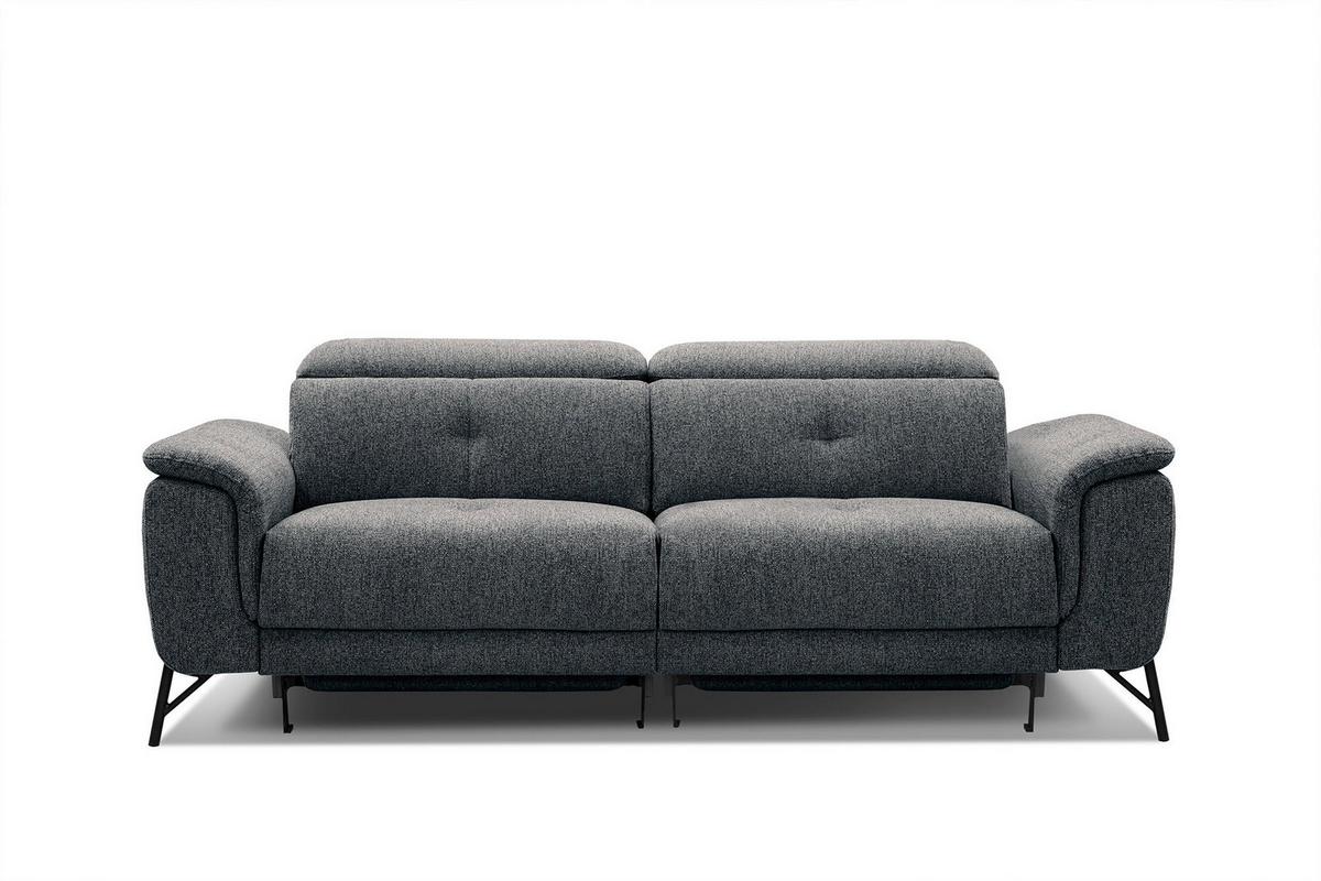SOFA AVENA 3-Sitzer mit 2 Relaxfunktionen, dunkelgrau - Dunkelgrau, Holzwerkstoff/Textil (204/80/108cm) - Wozimo