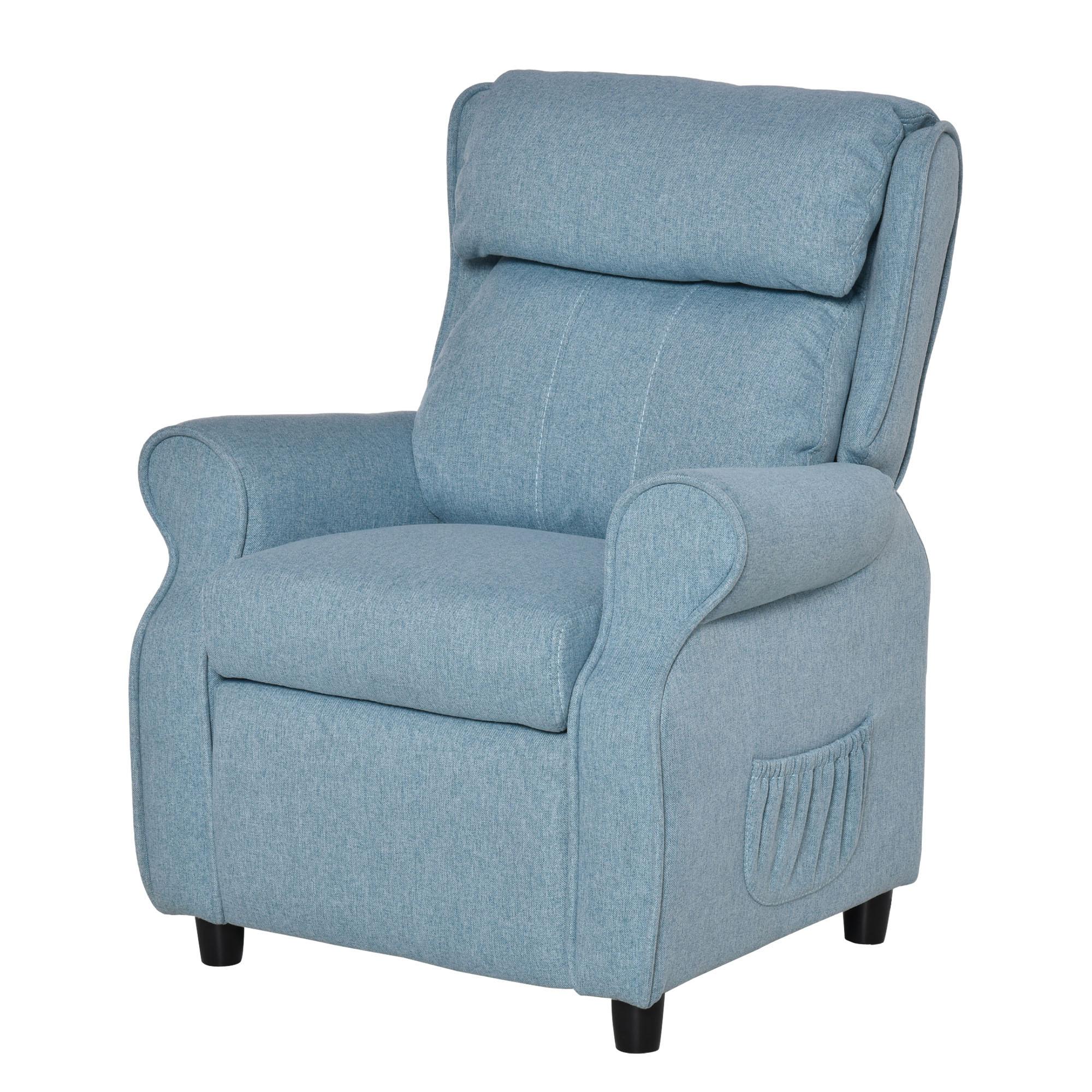 KINDERSESSEL Kindersofa Kindercouch Liegesofa verstellbar mit Fußstütze Blau - Blau, Holz (53/70/58cm) - HOMCOM