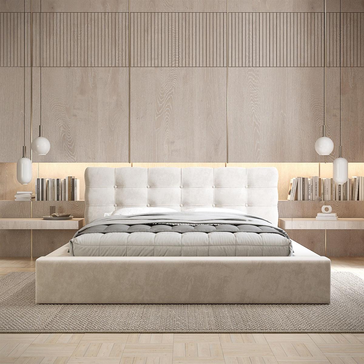 POLSTERBETT Antonio In Ditra - Beige, Holzwerkstoff/Textil (160/200cm) - Fun Möbel