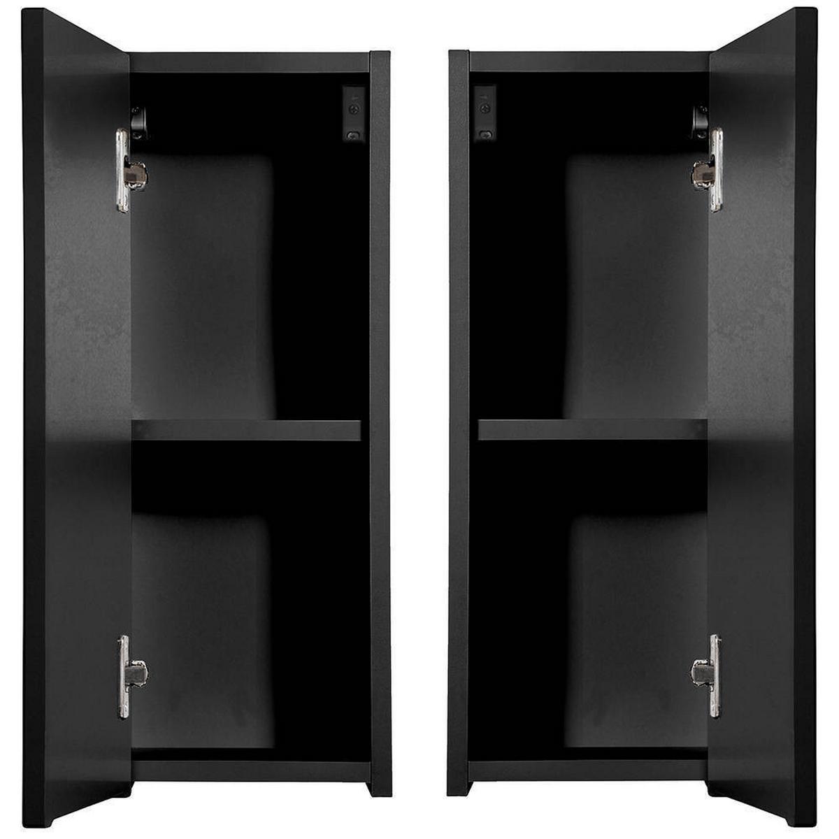 BAD-HÄNGESCHRANK Skelbolu - Schwarz, Holzwerkstoff (20/57/19cm) - [en.casa]