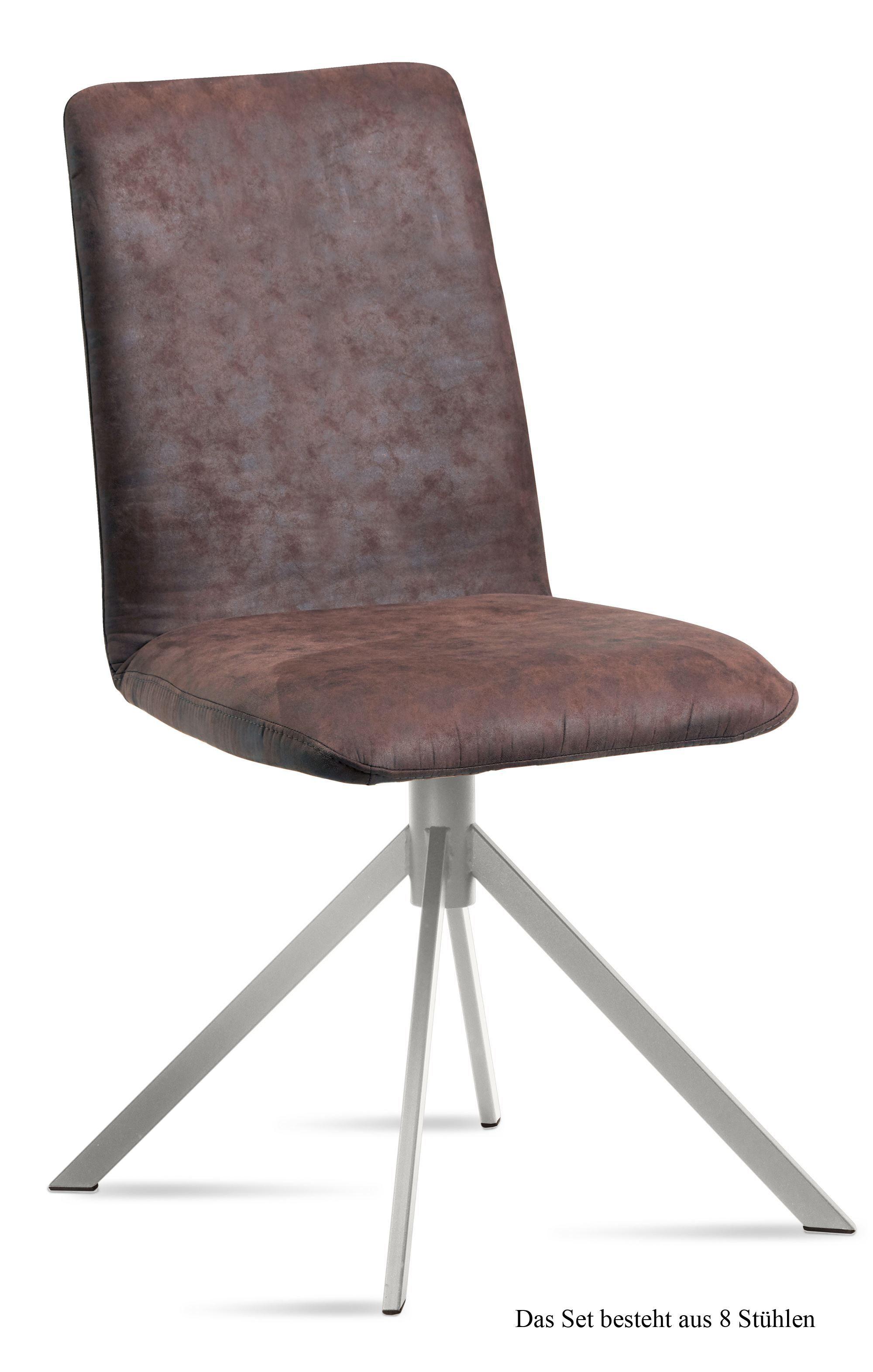 ESSZIMMERSTUHL (8er-Set) Dorice 47x92x60 Edelstahl/Braun - Edelstahlfarben/Braun, Kunststoff (60/92/47cm) - 58aufmkessel