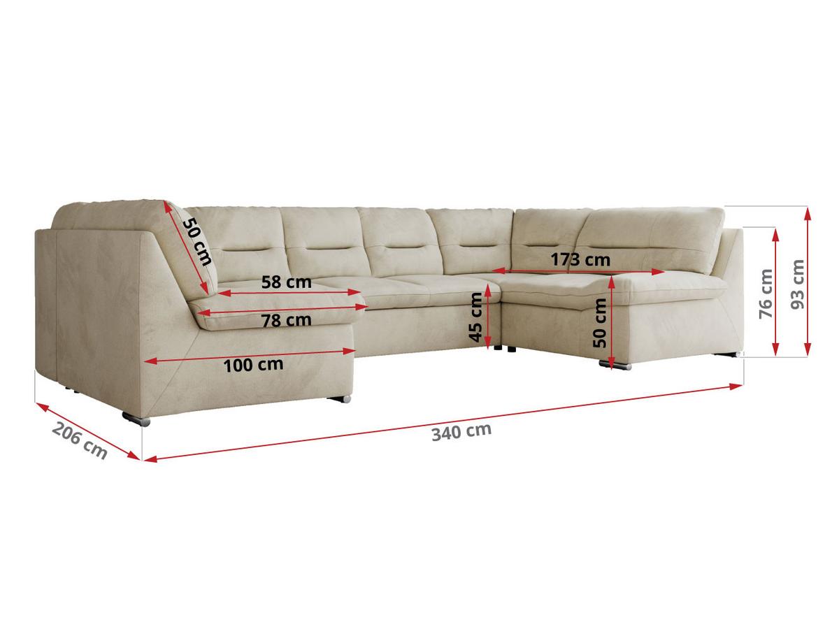 WOHNLANDSCHAFT COMODO U Beige Velvet - Beige/Silberfarben, Textil/Metall (340/93/206cm) - MKS