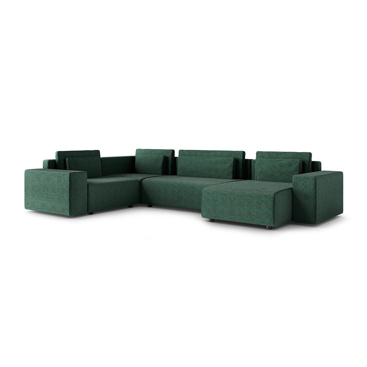 PANORAMASOFA Lorenzo 5 Sitzplätze Grün - Grün, Holz (378/85/236cm) - Petits-meubles