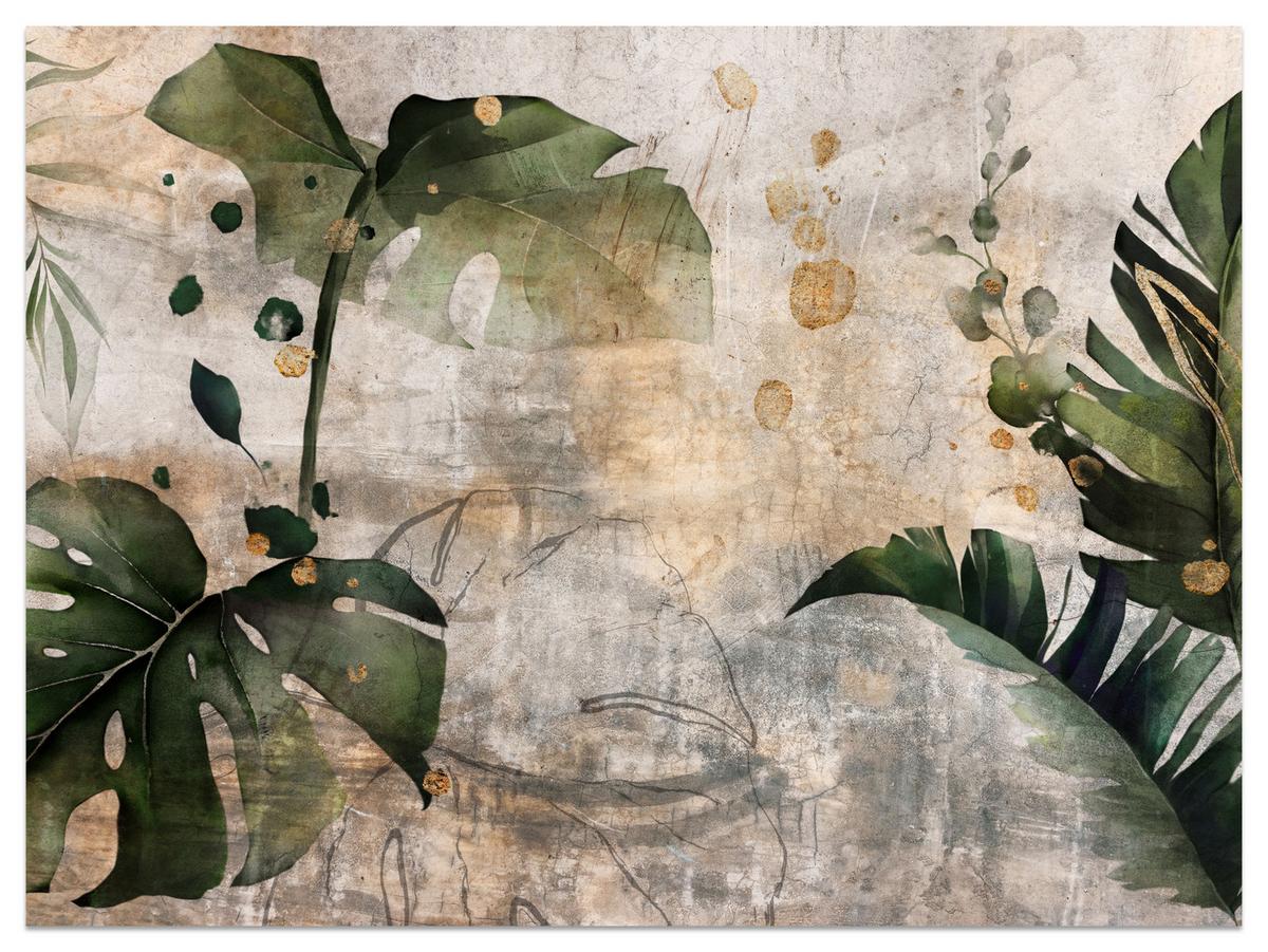 FOTOTAPETE für Schlafzimmer Tropisch Monstera Aquarell Retro 150x105 - Beige/Orange, Papier (150/105cm) - Muralo