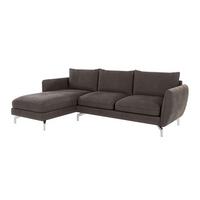 ECKSOFA Elou Braun - Khaki Microfaser - Chromfarben/Dunkelbraun, Holz/Textil (261/167cm) - S-Style Möbel