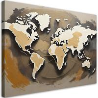 LEINWANDBILD Retro-Weltkarte 100x70cm - Braun, Textil (100/70cm) - Feeby