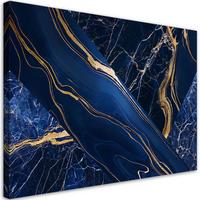 LEINWANDBILD Abstraktion aus blauem Goldmarmor 100x70cm - Blau, Textil (100/70cm) - Feeby
