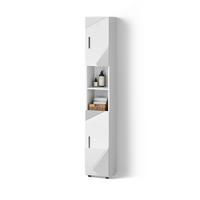 BADSCHRANK Ronco Weiß Hochglanz mit Einsätzen 30 x 192 cm - Weiß Hochglanz/Grau, Holzwerkstoff (30/192/30cm) - Livinity®