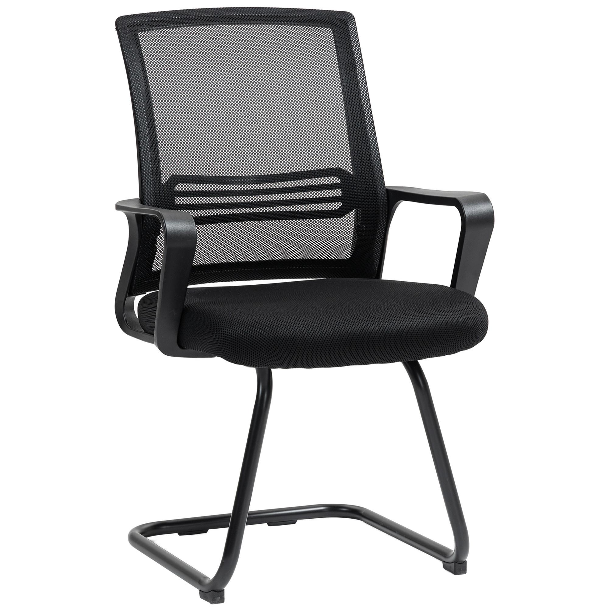 BESUCHERSTUHL Polyester Metall Schwarz - Schwarz, Textil/Metall (57.5/93/58.5cm) - HOMCOM