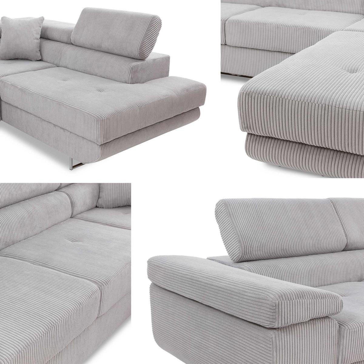 ECKSOFA Torezio Cord, Seite: Links - Beige, Holz/Textil (274/203cm) - MIRJAN24